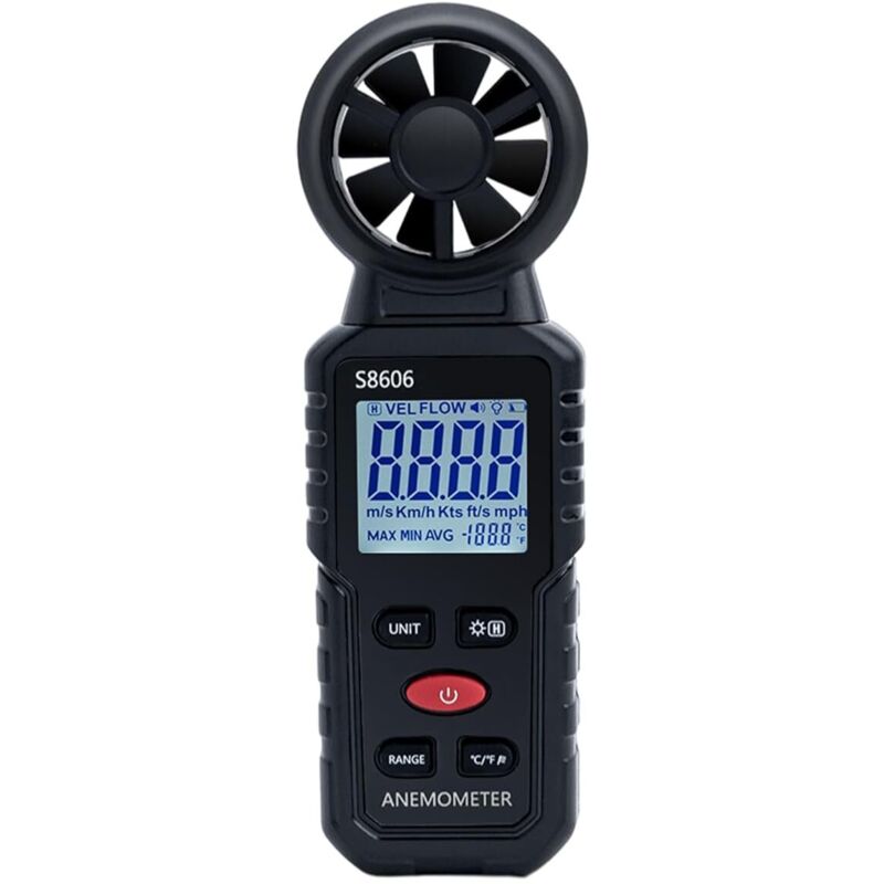 3-in-1-Hand-Digital-Anemometer, 0–45 m/s Windgeschwindigkeit, Windkraft und Windtemperaturmessung, ideal für Navigation und Flug