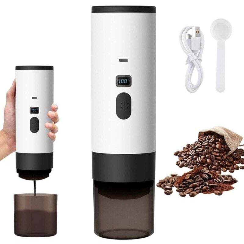 3-in-1 tragbare Kaffeemaschine, 72-Watt-Kaffeemaschine, 12-V-wiederaufladbare Espressomaschine, USB-Kapsel-Espressomaschine, 90-ml-Wassertank, für