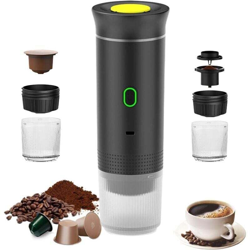 3-in-1 Tragbare Kaffeemaschine für Kapseln und gemahlenen Kaffee, Schnellheizende elektrische Espressomaschine, Ideal für Büro, Reisen, Camping und