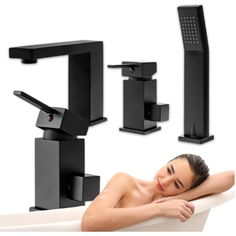 3-Loch-Wannenarmatur Cubo S-1032b Schwarz