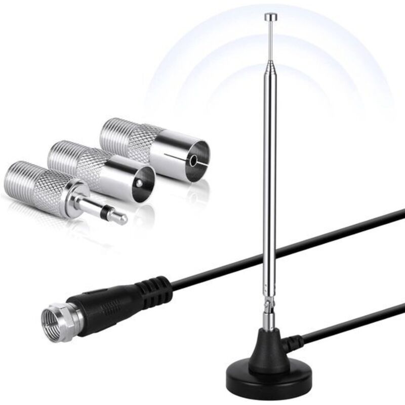 3 m lange DAB-Radioantenne für den Innenbereich von HiFi-Anlagen – Teleskop-FM-Antenne mit Magnetfuß für Stereo-Verstärker und Heimkino-Empfang
