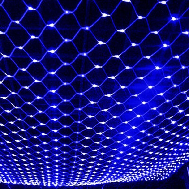 3 m x 2 m LED-Lichterkette für den Außenbereich – 192 wasserdichte LEDs – 8 Beleuchtungsmodi für Garten, Weihnachtsbaum, Hochzeit – Blaues Licht –