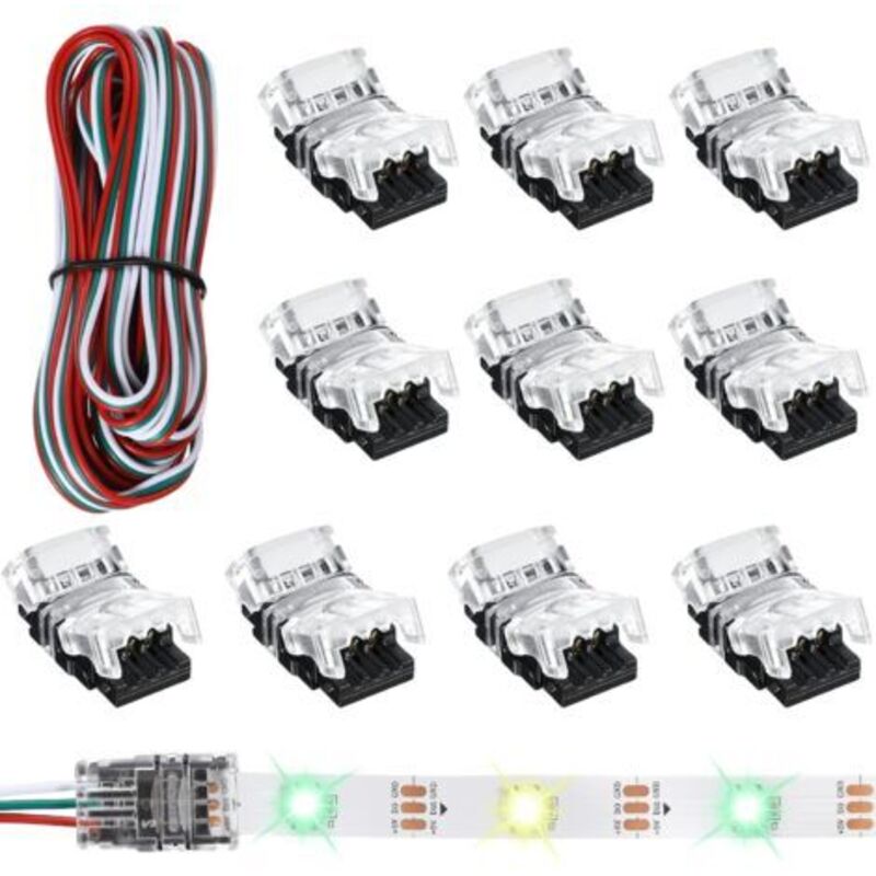 3-polige LED-Streifen-Anschlüsse, 10 mm LED-Streifen-Lichtanschlüsse, LED-Streifen-Anschlussklemme für WS2811 WS2812B SK6812, lötfreie LED-Streifen,