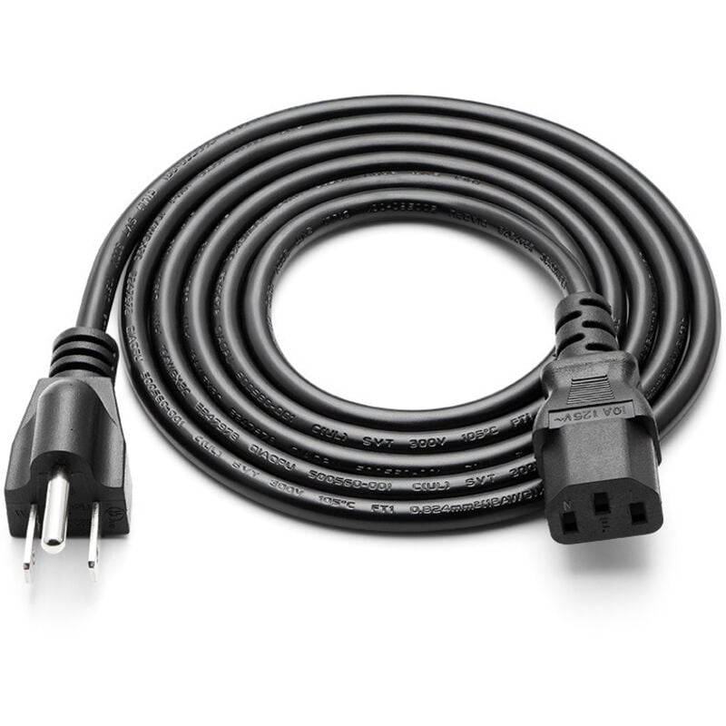 3-poliges Ersatz-Netzkabel, 3 x 0,824 mm², 3 Meter, geeignet für Haushaltsgeräte, Computer, Fernseher, Monitore und Drucker.