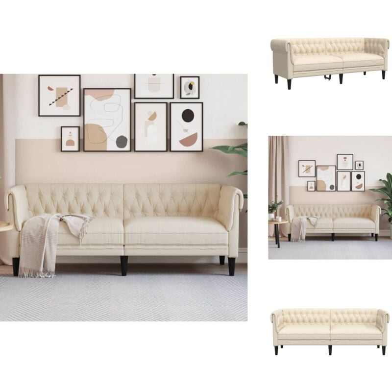 Vidaxl - 3-Sitzer-Sofa Chesterfield Leinen - 3-Sitzer Sofa - Chesterfield Sofa - Leinensofa - Wohnzimmermöbel - Lounge Sofa