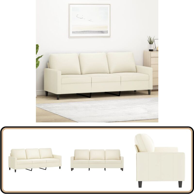 3-Sitzer-Sofa Creme 180 cm Samt - Samtsofa - Wohnlandschaft - 3er Sofa - Creme Sofa - Modernes Sofa
