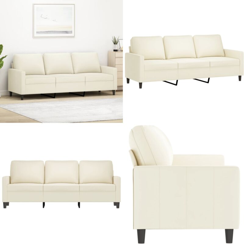 3-Sitzer-Sofa Creme 180 cm Samt - Samtsofa - Wohnlandschaft - 3er Sofa - Creme Sofa - Modernes Sofa - Home & Living