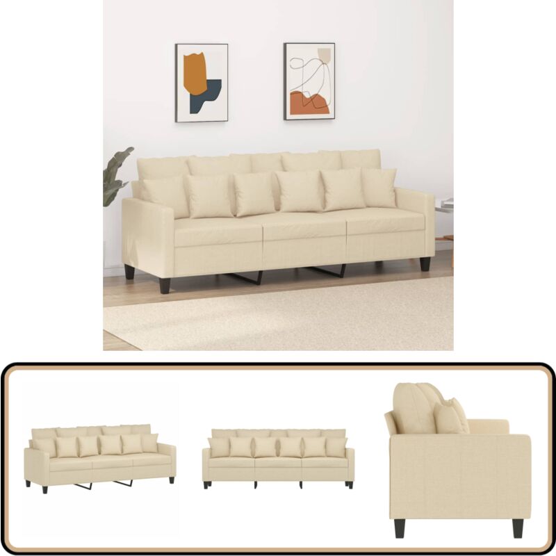 3-Sitzer-Sofa Creme 180 cm Stoff - 3-Sitzer Sofa - Cremefarbenes Sofa - Wohnzimmersofa - Gemütliches Sofa - Modernes Sofa