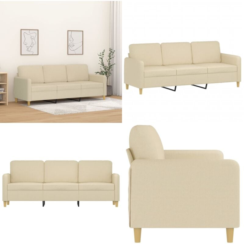 3-Sitzer-Sofa Creme 180 cm Stoff - 3-Sitzer-Sofa - Cremefarbenes Sofa - Wohnzimmersofa - Modernes Sofa - Gemütliches Sofa - Home & Living