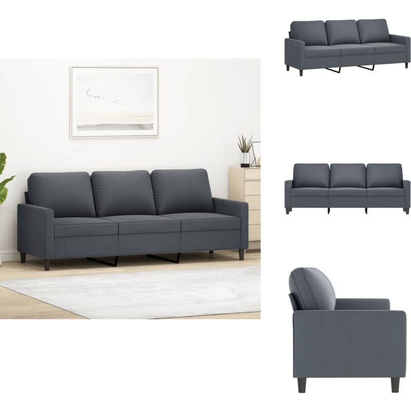 Vidaxl - 3-Sitzer-Sofa Dunkelgrau 180 cm Samt - Samtsofa - Wohnlandschaft - 3er Sofa - Grau Sofa - Couchtisch