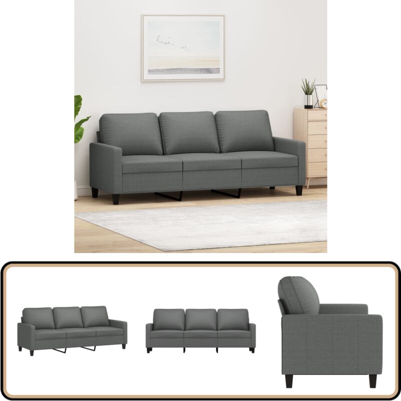 Vidaxl - 3-Sitzer-Sofa Dunkelgrau 180 cm Stoff - 3-Sitzer Sofa - Grau Sofa - Wohnzimmersofa - Ecksofa - Couchtisch