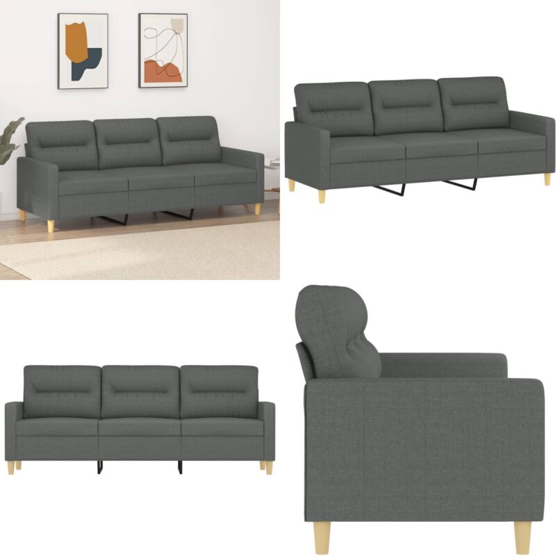 3-Sitzer-Sofa Dunkelgrau 180 cm Stoff - 3-Sitzer-Sofa - Wohnlandschaft - Grau Sofa - Couchtisch - Gemütliches Sofa - Home & Living