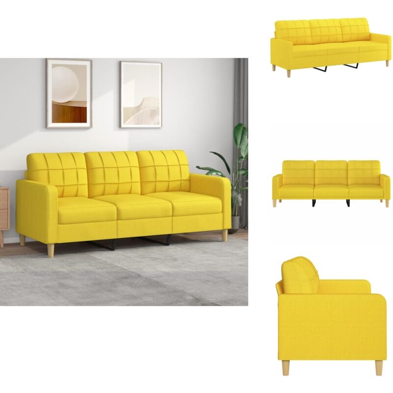 3-Sitzer-Sofa Hellgelb 180 cm Stoff - 3-Sitzer-Sofa - Couch - Wohnzimmersofa - Hellgelb - Modernes Sofa