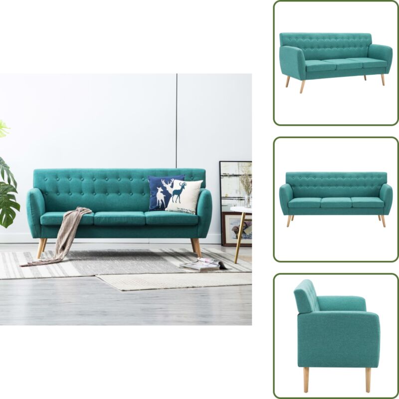 3-Sitzer-Sofa Stoff 172x70x82 cm Grün - 3-Sitzer Sofa - Wohnlandschaft - Grünes Sofa - Leder Sofa - Gemütliches Sofa