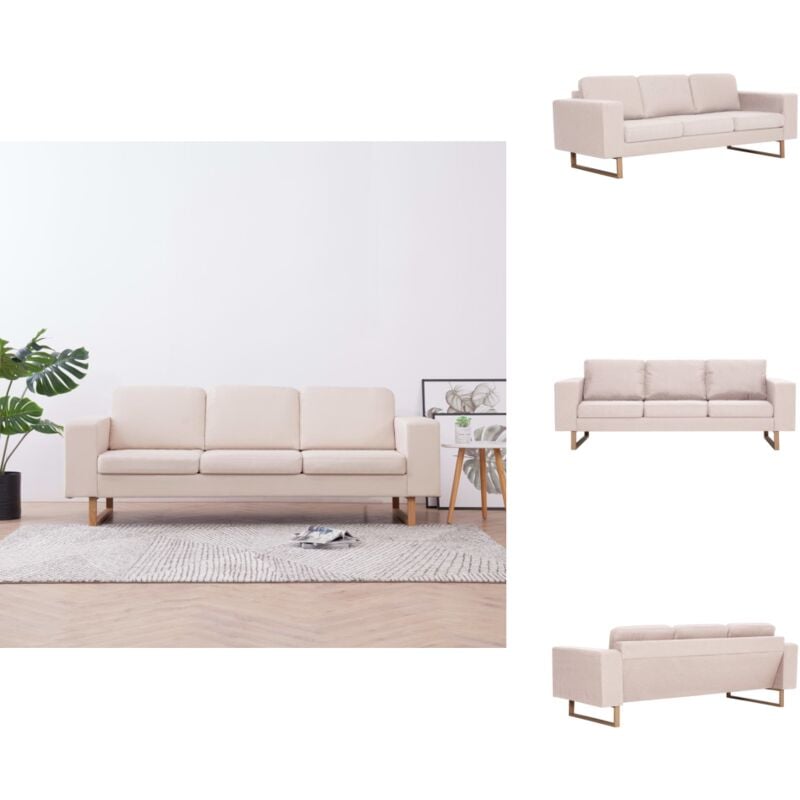 3-Sitzer-Sofa Stoff Cremeweiß - 3-Sitzer Sofa - Couch - Sessel - Wohnzimmermöbel - Cremefarbener Sofa