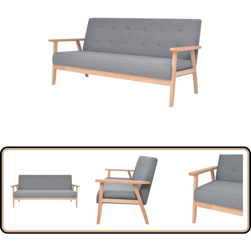 Vidaxl - 3-Sitzer-Sofa Stoff Hellgrau - 3-Sitzer Sofa - Wohnlandschaft - Ecksofa - Grau Sofa - Modernes Sofa