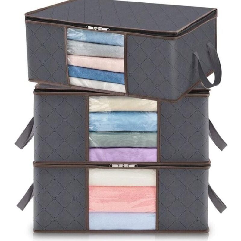 Linghhang - 3 Stück 35L Kleideraufbewahrungstaschen, faltbare Aufbewahrungsbox unter dem Bett für Schlafzimmer, Steppdecken, Kleidung, Decken,