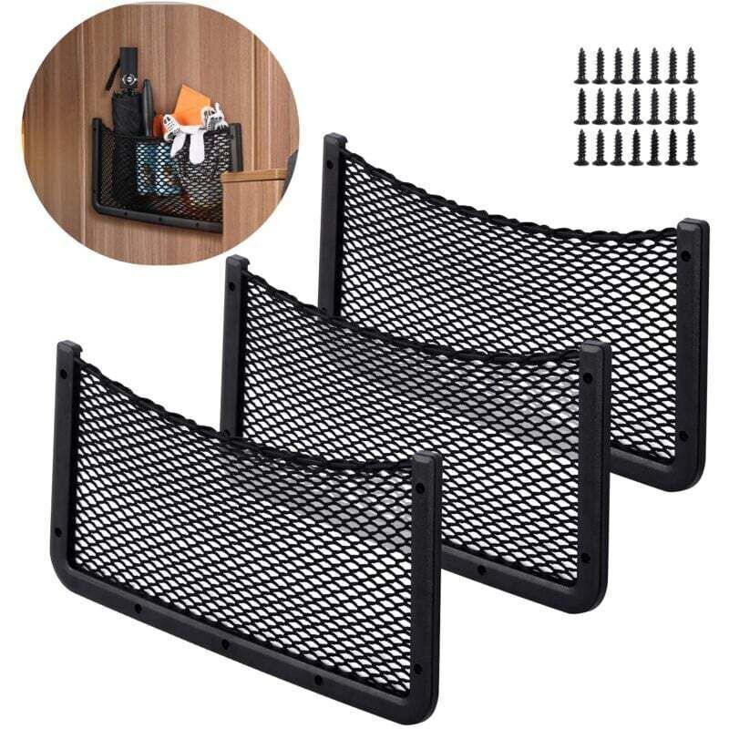 3 Stück Auto-Aufbewahrungsnetz, 40 x 20 cm, Auto-Organizer, Tasche für Utensilien/Wohnmobile/Boote/Zuhause (elastisches Netz), NPTERBL..DEBUNS