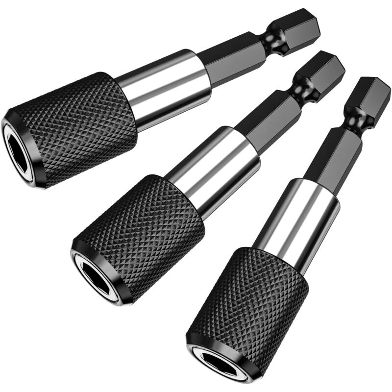 3 Stück magnetischer Bithalter, Schnellwechsel, 60 mm, 1/4, geeignet für Bohrmaschinen, Schraubendreher, Windschrauben usw. Akkuschrauber,