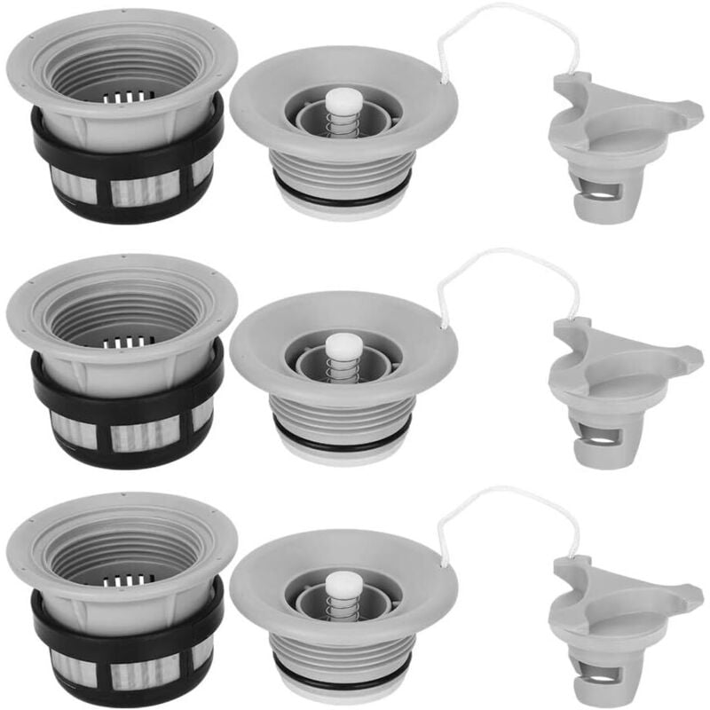 3 Stück Schlauchboot-Luftventil, Sicherheits-Ruderboot-Luftventil Aufblasbares Ventil Ersatz mit Filter für Schlauchboot-Kajaks(grau)