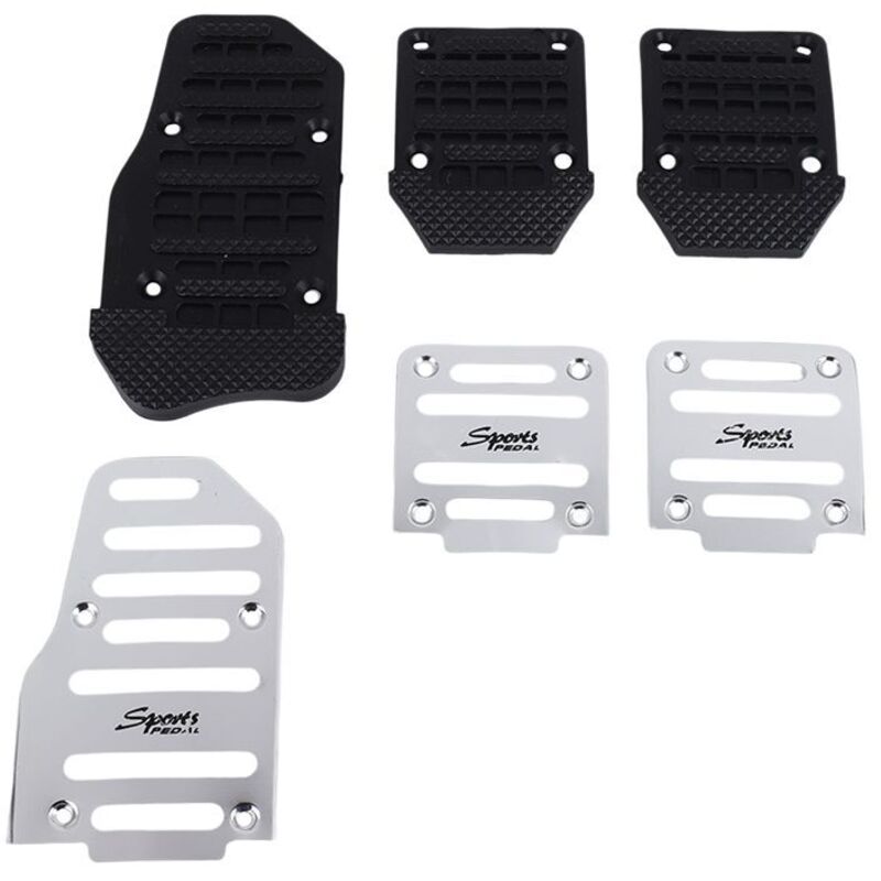 3 StüCke Fuel Gas Gas Pedal Bremse Pedal Kupplungs Belag Abdeckung Fuß Pedale Rutschfest für Schalten Getriebe Auto Silber