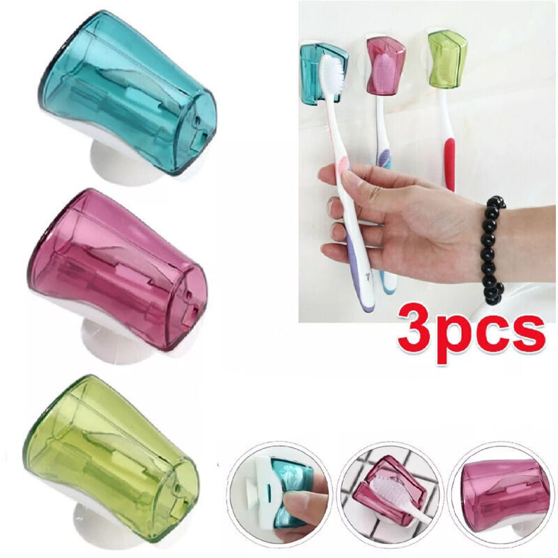 3 stücke Wand Montiert Zahnbürste Halter Bad Saugnapf Staub Abdeckung Zahnbürste Halter