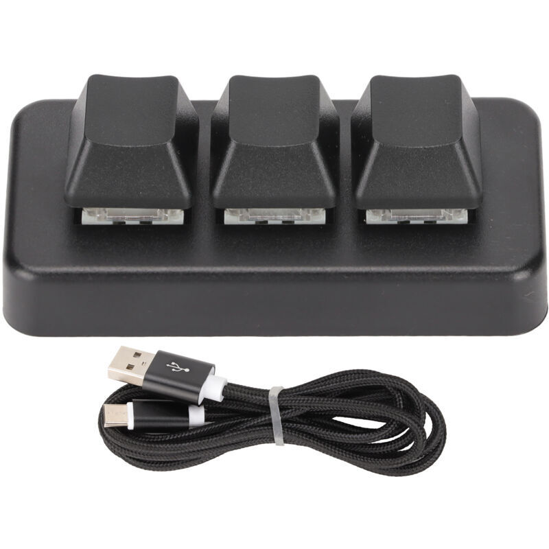 3-Tasten-Tastatur mit RGB-Hintergrundbeleuchtung, 3 Tasten, USB-Schnittstelle, Mini-programmierbare mechanische Tastatur, Plug-and-Play-Makro für