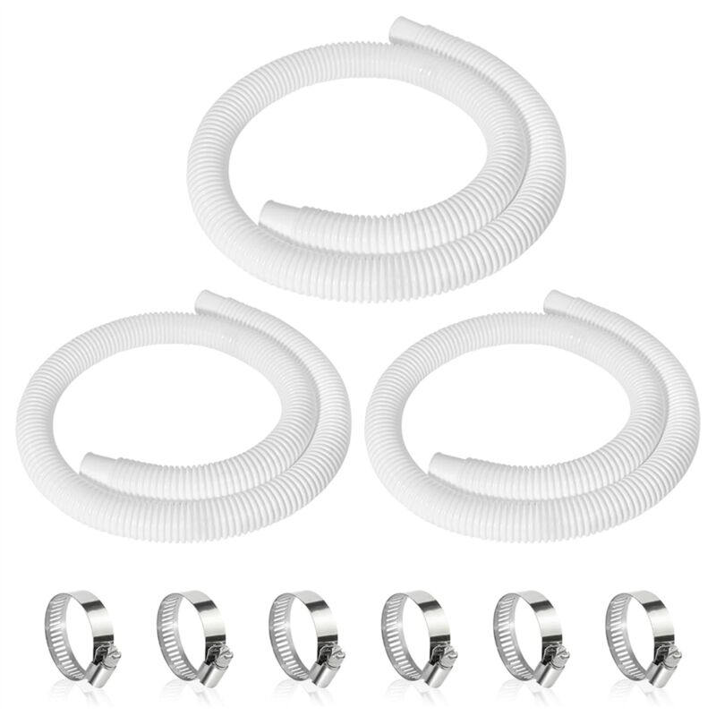 3-teiliger 1,25-Zoll-Poolschlauch, 59 Zoll lange Zubehörpumpenschläuche für alle oberirdischen Filterpumpen mit 1-1/4 Zoll Durchmesser