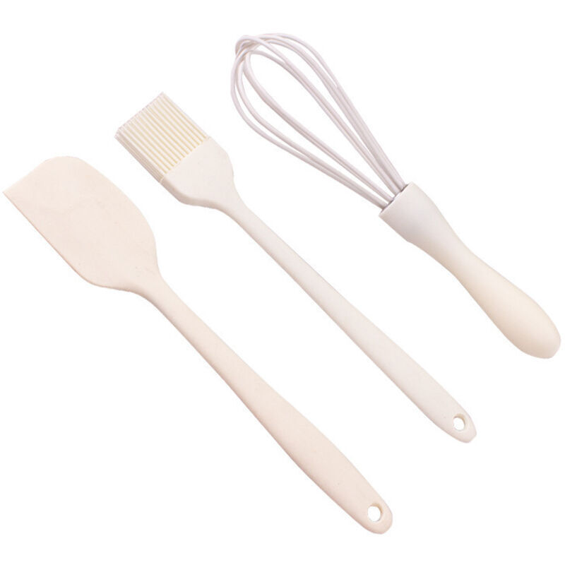 3-teiliges Backutensil-Set aus Silikon, bestehend aus Spatel, Backpinsel und Schneebesen, ideal für die Zubereitung von Kuchen, Torten und Desserts,