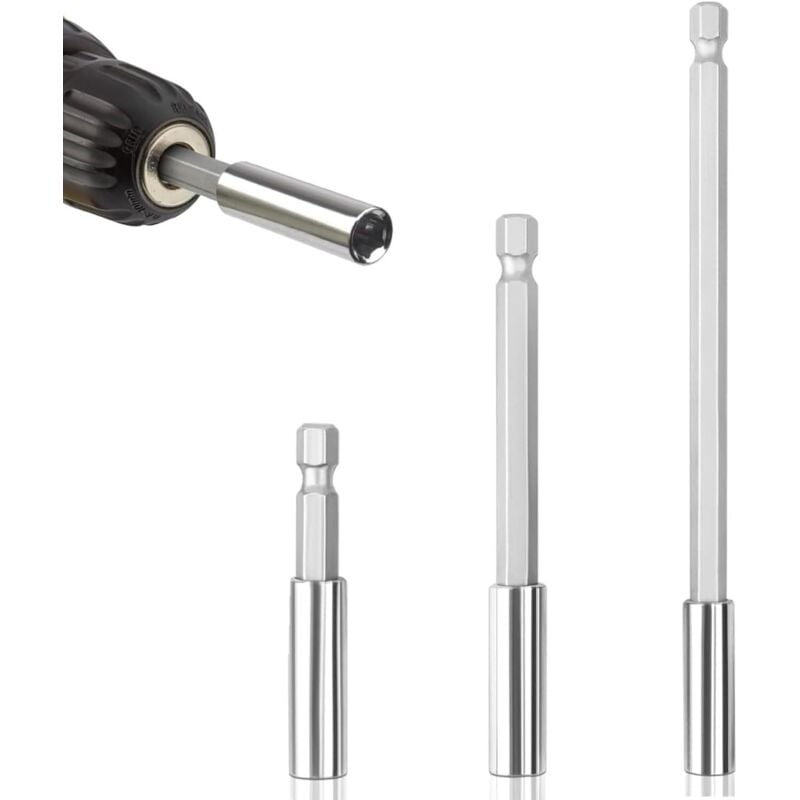 3-teiliges Magnet Bit Verlängerungsset, Bithalter Lang, Bit Halter, Bitverlängerungen 6/10/15 cm, Bit Verlängerung für Akkuschrauber, Bithalter