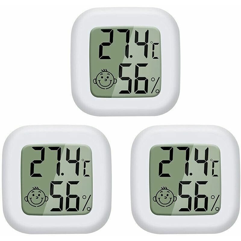 3-teiliges Mini-LCD-Digitalthermometer-Hygrometer-Set für Babyzimmer, Wohnzimmer, Büro, Kühlschrank, Innenbereich.