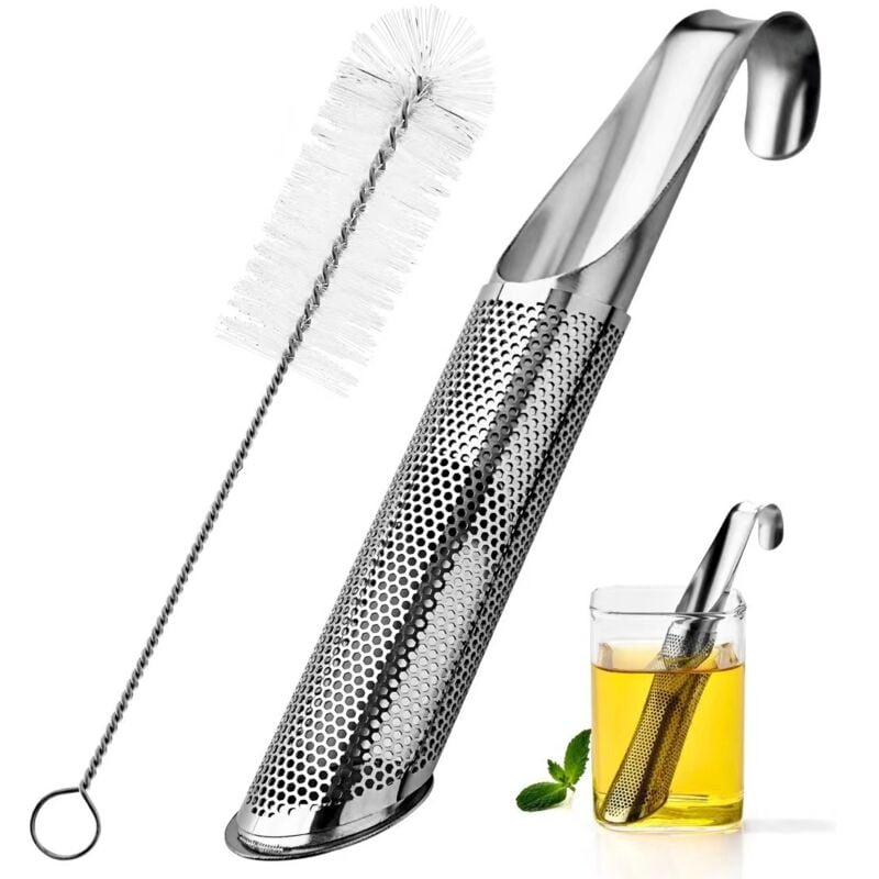 Linghhang - 3-teiliges Nachfüllset für losen Tee, Bürste, Teesieb mit langem Griff für Tee, Kaffee, Gewürze, Geschenk für Eltern