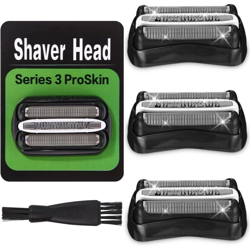 3-teiliges Scherkopf-Set, kompatibel mit Braun Series 3, 32B, für S3 3040S, 3000S, 310S, 300S und weitere Modelle, Scherfolie für Braun Series 3,