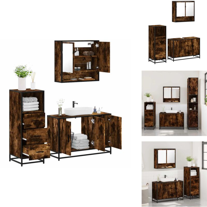 3-tlg. Badmöbel-Set Räuchereiche Holzwerkstoff - Badmöbel Set - Badmöbel Sets - Badmöbelset - Badmöbel
