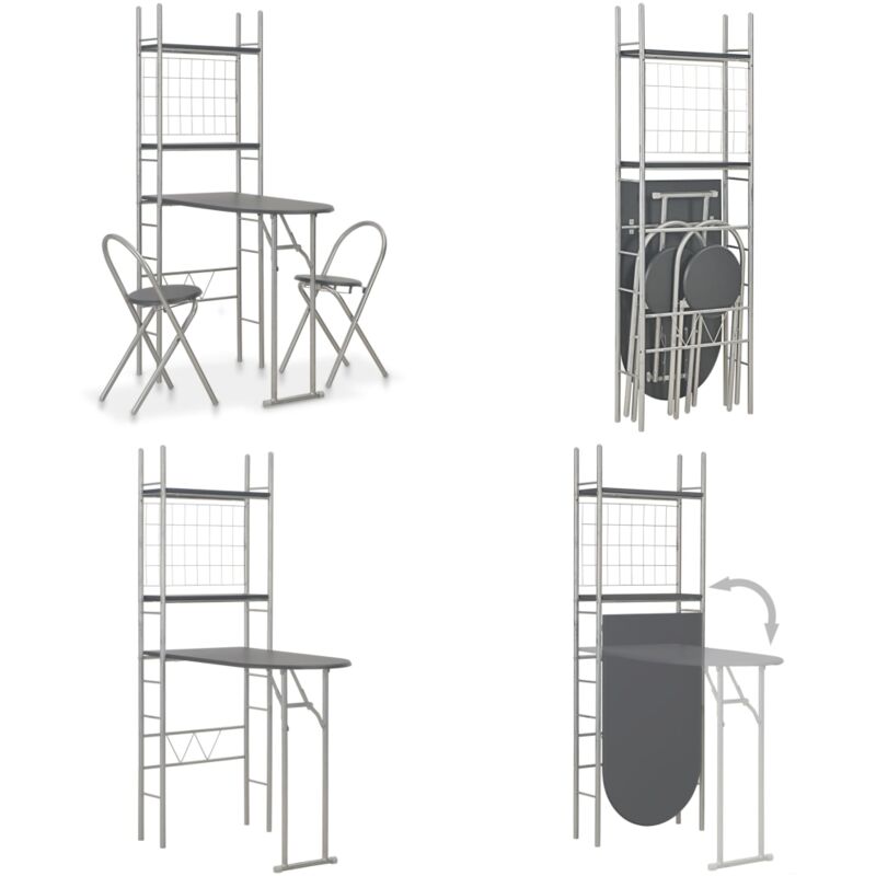 3-tlg. Klappbare Essgruppe mit Ablagefach mdf und Stahl Schwarz - Klapptische - Esstisch - Essgruppe - Wohnzimmermöbel - Küchenmöbel - Home & Living