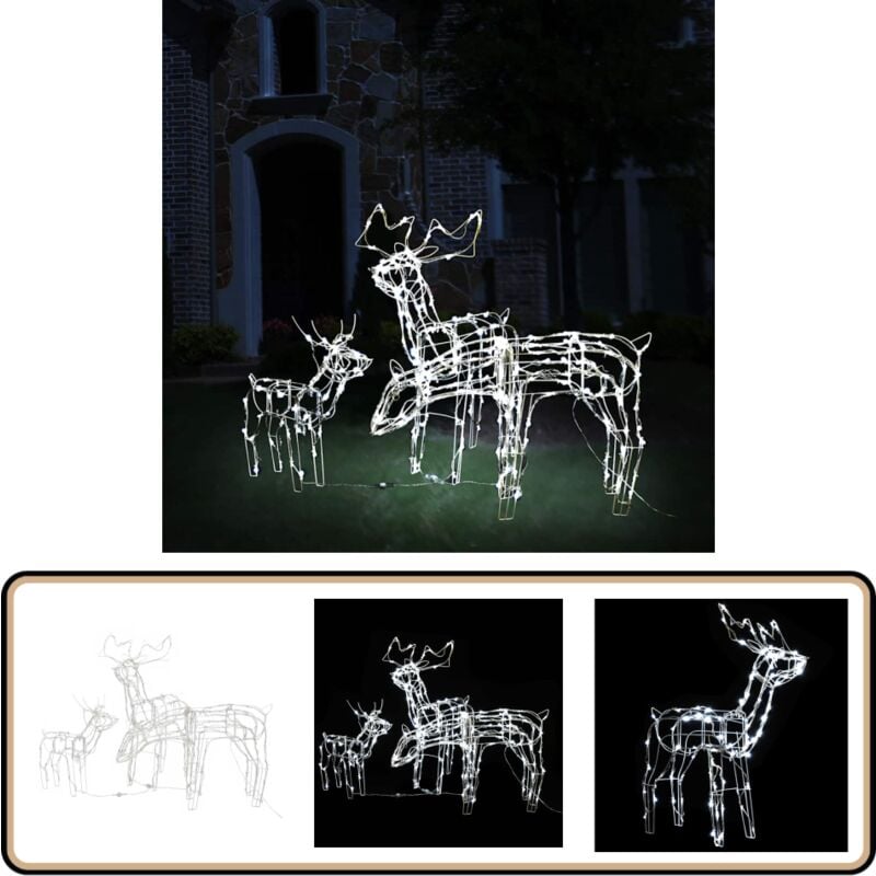 3-tlg. LED-Rentieren-Set Weihnachtsdekoration 229 LEDs - Weihnachtsdeko - Lichterkette - Outdoor Beleuchtung - Indoor Beleuchtung - led Deko