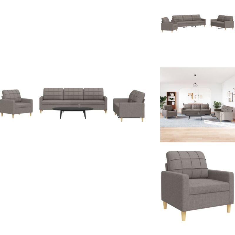 3-tlg. Sofagarnitur Taupe Stoff - Sofagarnitur - Sofagarnituren - Sofa - Sofa Set
