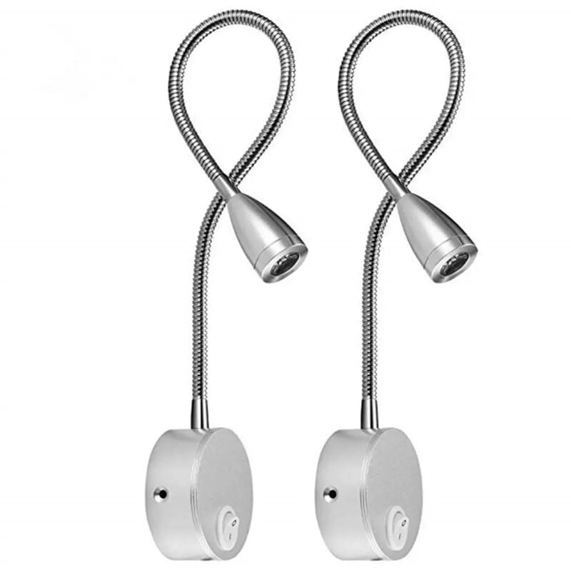 3 w flexibles Wandleselicht mit EU-Stecker und Schalter, Wandleuchte zum Lesen, für Bücher, Kopfteil, Schlafzimmer (2er-Pack, warmes Licht)
