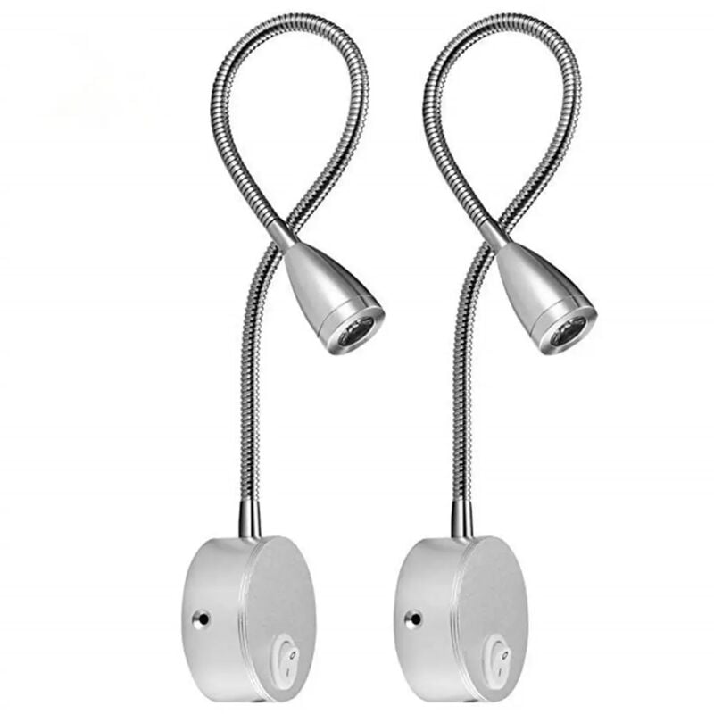 3 W flexibles Wandleselicht mit EU-Stecker und Schalter, Wandleuchte zum Lesen, für Bücher, Kopfteil, Schlafzimmer (2er-Pack, warmes Licht)