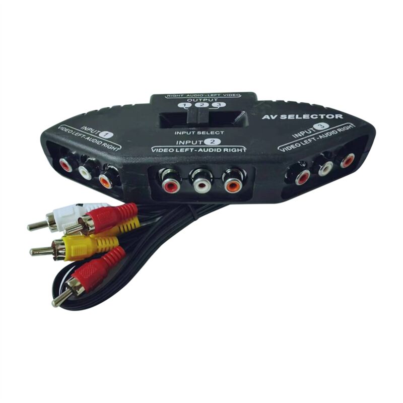 3-Wege-Audio-Video-AV-Switch Selector Box Splitter mit Kabel für TV-, X-Box- und DVD-Player-Geräte