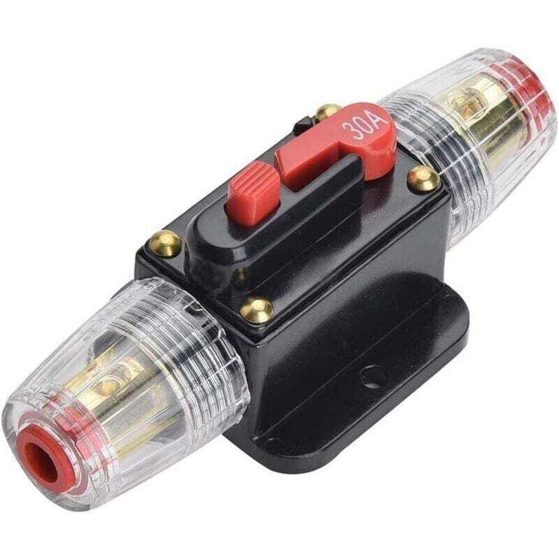 30-A-Leistungsschalter, 12–24 V DC-Inline-Sicherungshalter, manueller Rückstellschalter, Auto-Audio-Sicherung, Inline-Sicherungsblock zum Schutz von