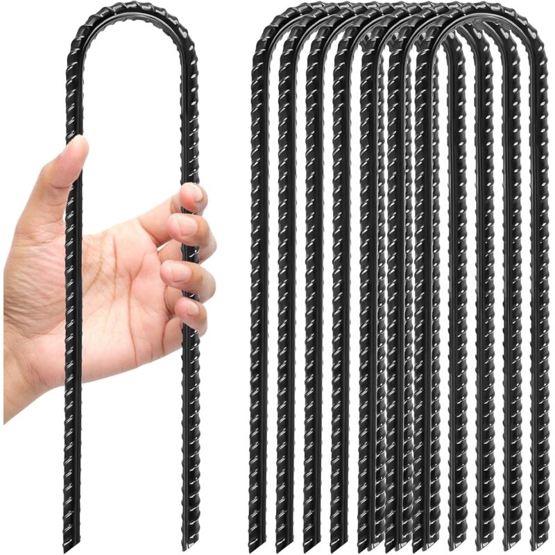 30 cm große Zeltheringe aus verzinktem Stahl – robuste U-förmige Zelt-/Bodenpfähle mit Haken, für Camping, Schaukel, Markisen, Trampolin