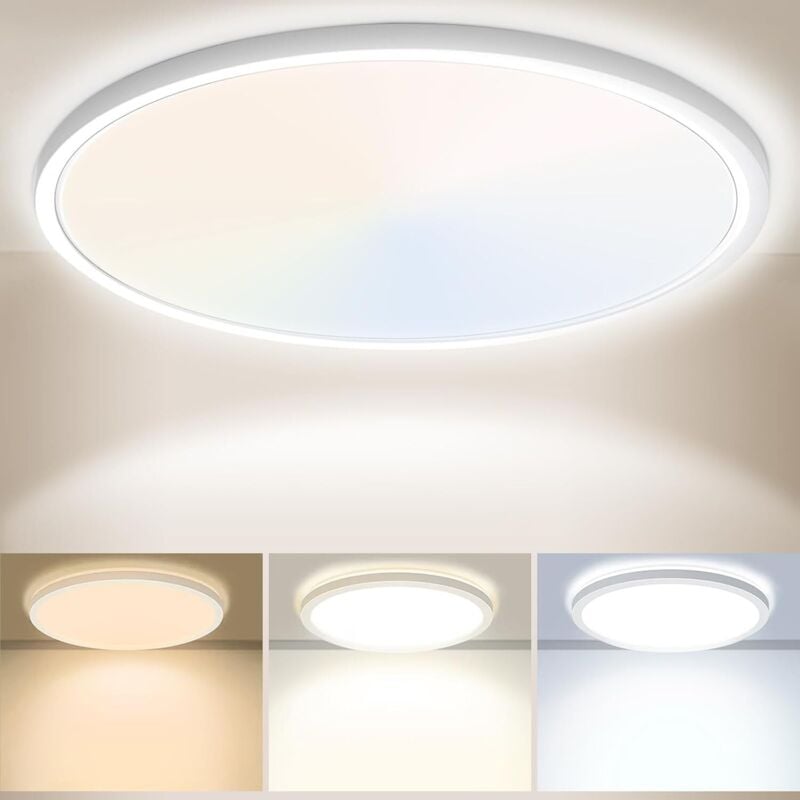 30 cm LED-Deckenleuchte, 24 W, 3200 lm, 6000 K, 4000 K, 3000 K, IP54 wasserdicht, Badezimmer-Deckenleuchte, runde Deckenlampe, moderne Deckenleuchte