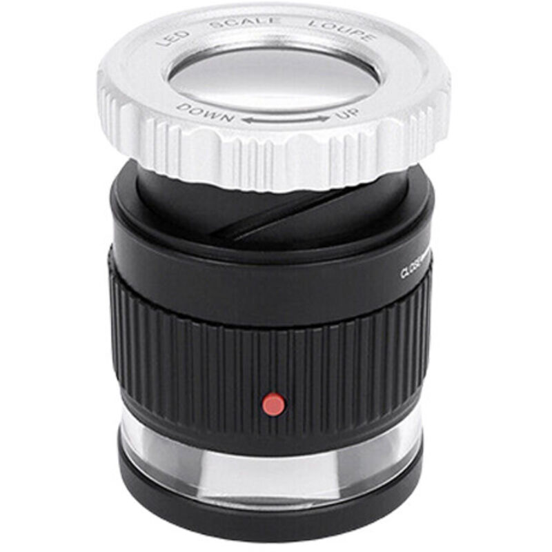 30-fache Vergrößerungslupe, einstellbarer Fokus, mit UV-LED-Licht, für Schmuck, Textilien, Münzen, Briefmarken, Edelsteine, Farbe: Schwarz