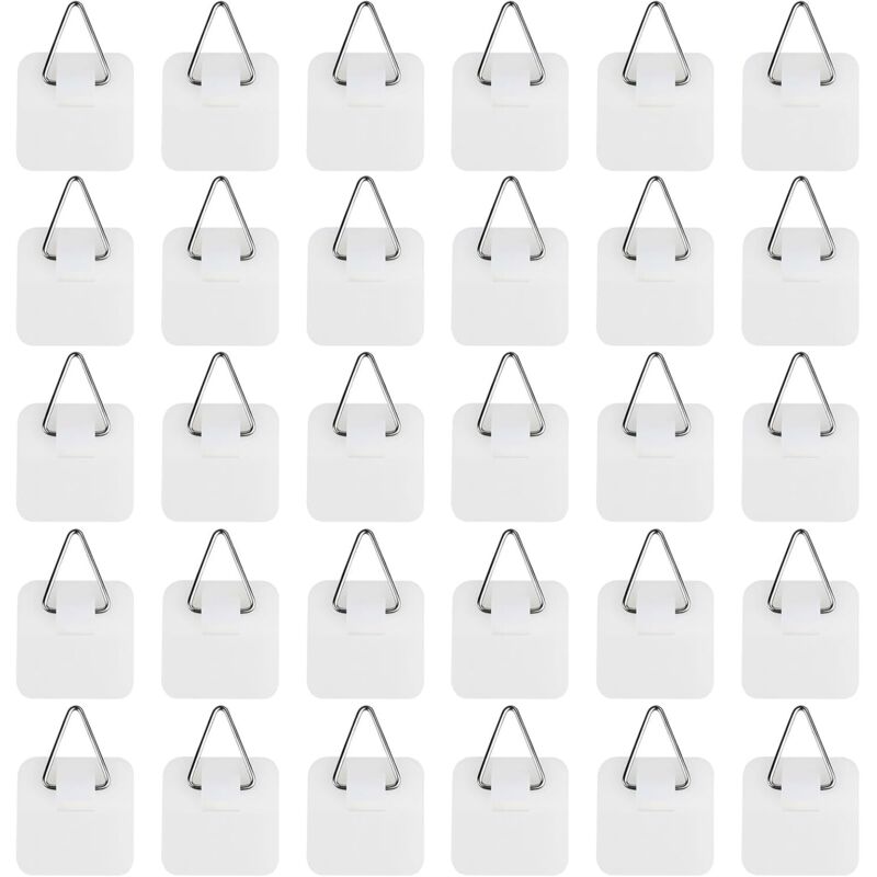 30 kleine quadratische Klebehaken, 5 kg Tragkraft, kein Werkzeug erforderlich, für Fotos/Bilderrahmen.