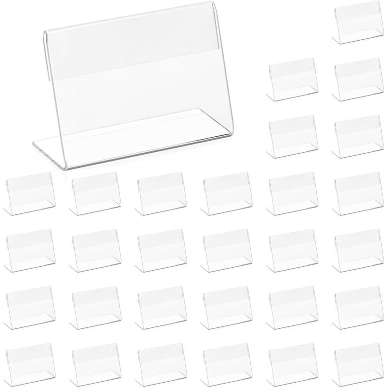 30 Stück Acryl Etikettenhalter, Klein Namenskarten Halter Visitenkarten Display für Büro Schulen Shop Einkaufszentren (6 x 4 cm)