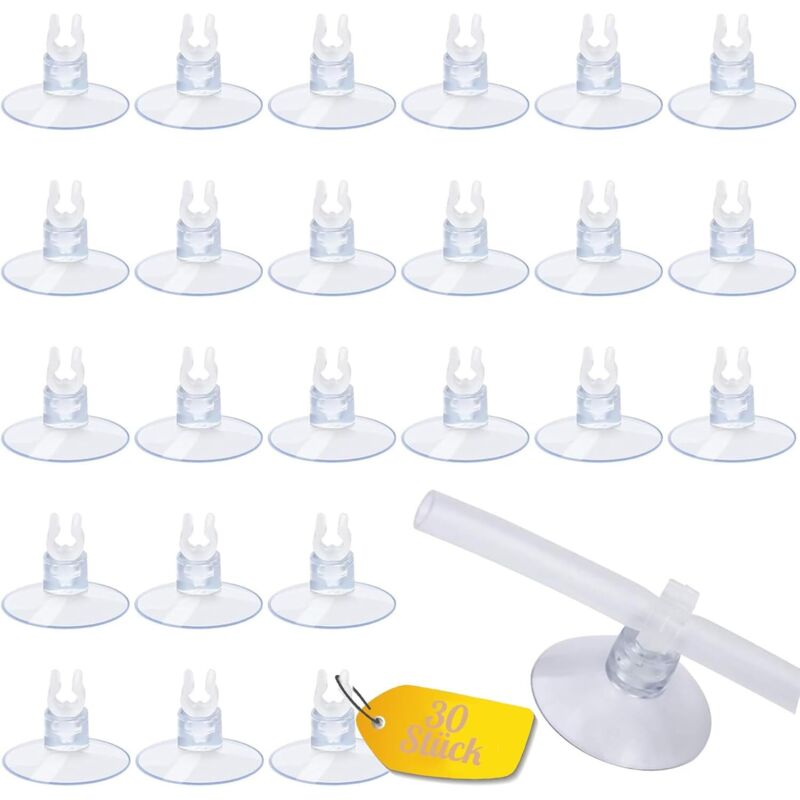 30 Stück Aquarium Saugnapf Clips, Aquarium Saugnapf Halter, Aquarium Fisch Luft Tank der Linie Tube Schlauch Saug Pumpe Gläser für 5mm 6mm Airline