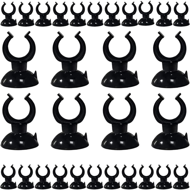 30 Stück Aquarium-Saugnapf (schwarz), umweltfreundliche PVC-Aquarium-Saugnapf-Clips für Warmwasserbereiter, Thermometer, Aquarium-Wasserschlauch