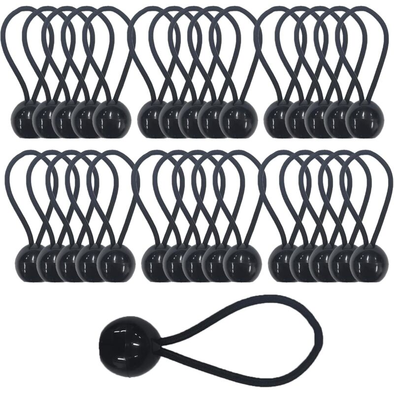30 Stück elastische Bungee-Seile mit Kugelenden, Bungee-Seile, Planenspanner für Banner, Pavillons, Planen, Camping, Zelte, Vorhänge,