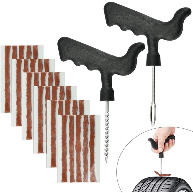 Memkey - 30 Stück Naturkautschuk-Reifen-Reparatur-Bit, Auto-Reifen-Reparatur-Bit, 6 mm x 10 cm, Motorrad-Reifen-Reparatur-Set mit 2